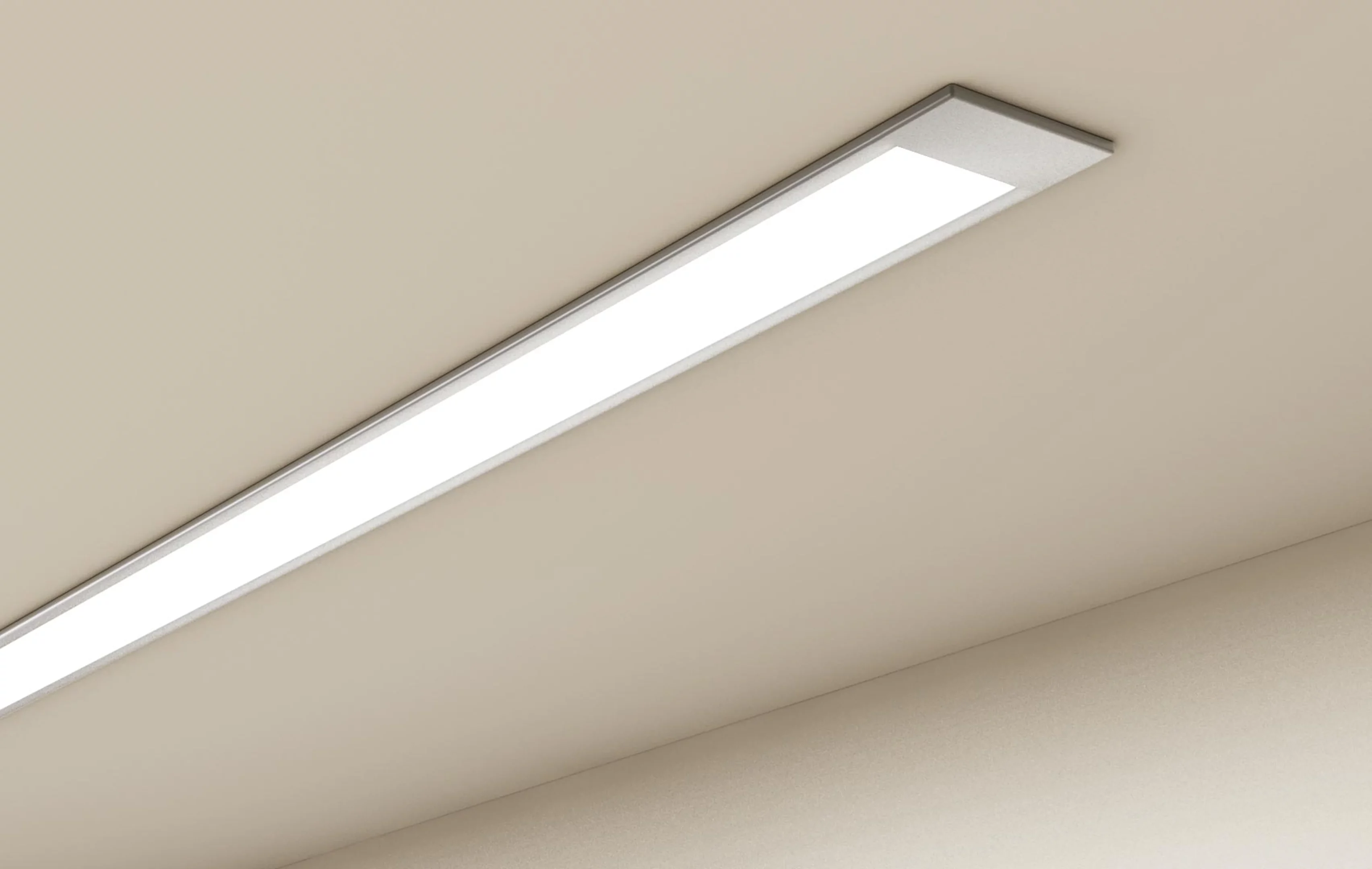 GERA Einbauleuchte eingefasst in den Boden eines Oberschranks.