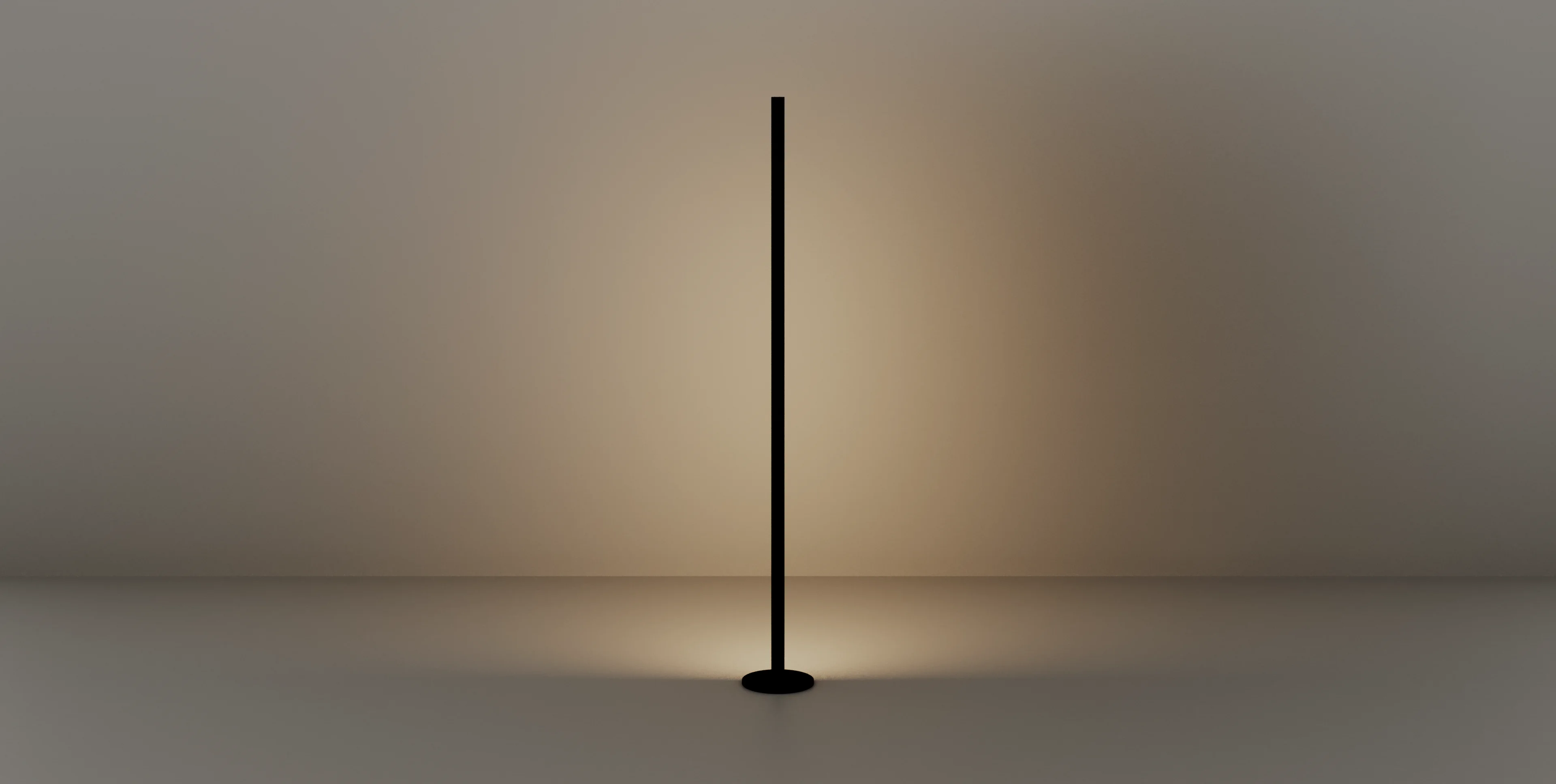 Stehleuchte Quadra Floor in einem minimalistischen abgedunkelten Raum.